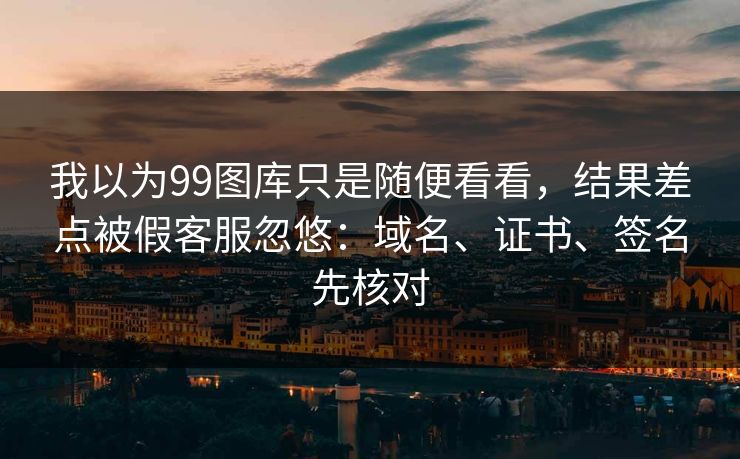 我以为99图库只是随便看看，结果差点被假客服忽悠：域名、证书、签名先核对