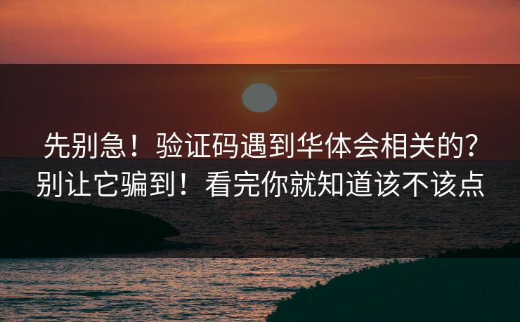先别急！验证码遇到华体会相关的？别让它骗到！看完你就知道该不该点