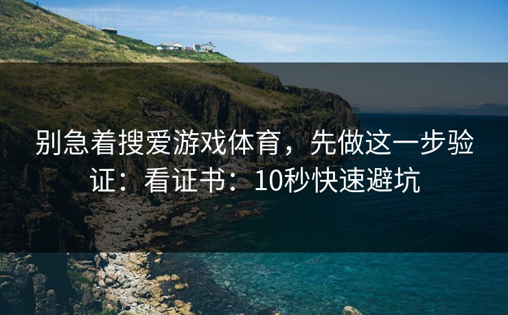 别急着搜爱游戏体育，先做这一步验证：看证书：10秒快速避坑